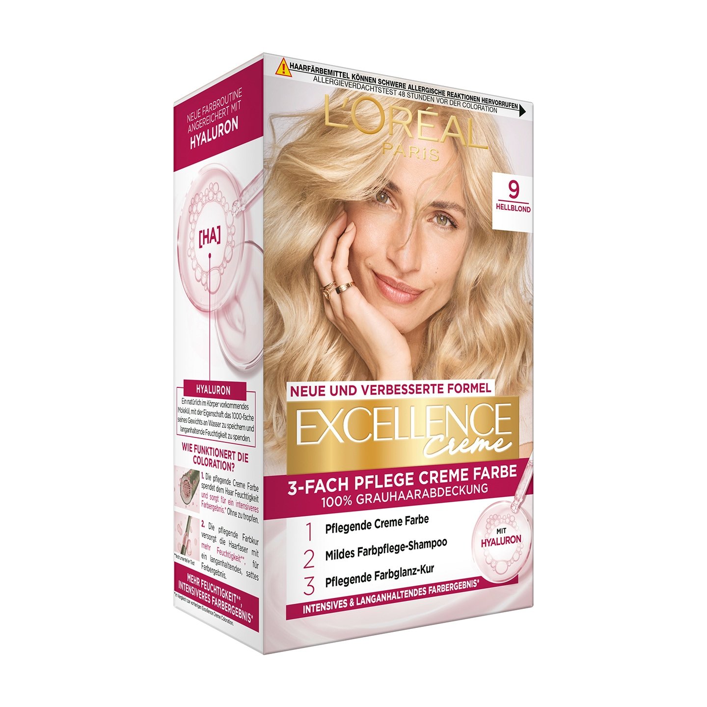 Blonde Haare Hellblond 9 Excellence Creme Produktabbildung vorne